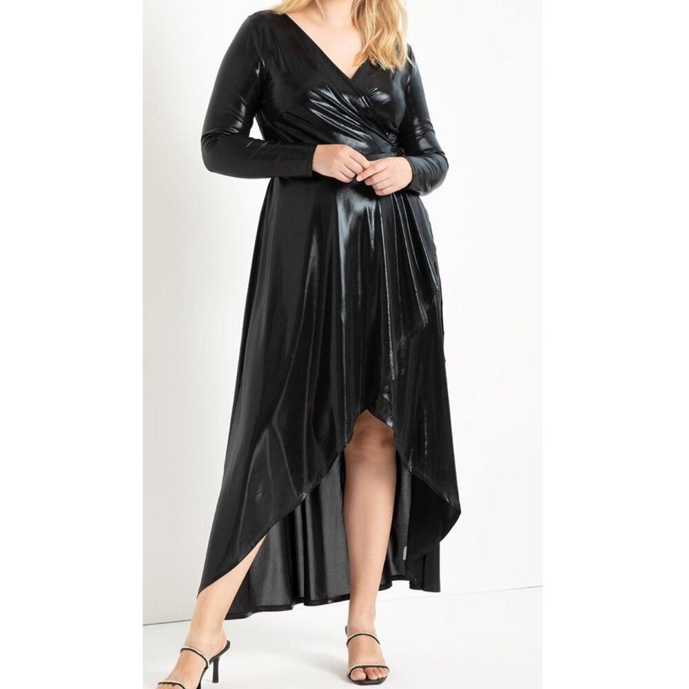 NWT Eloquii Metallic Maxi Wrap Dress sz 18
